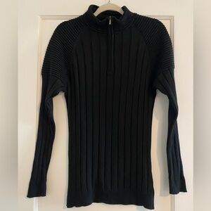 LCR Black Edition Ribbed 3/4 Zip Cotton Blend Sweater Black Size Large